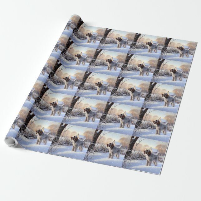 Papier Cadeau Spinone Italiano Qu'il neige Noël (Déroulé)