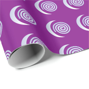Papier Cadeau Spirale de lune d'argent sur violet