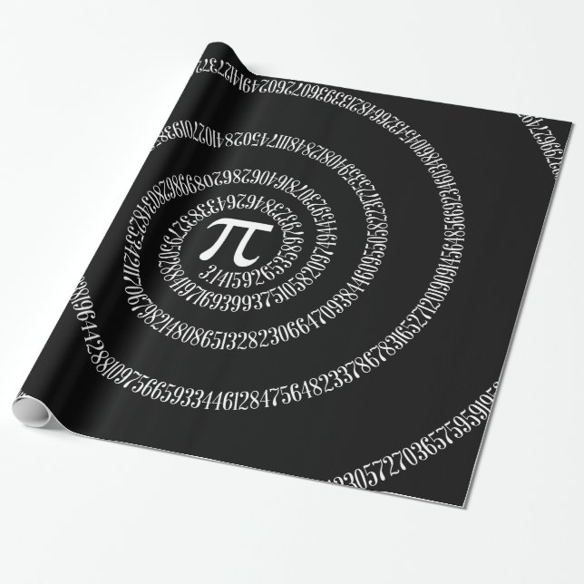 Papier Cadeau Spirale pour Pi en style noir (Déroulé)