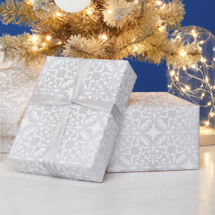 Papier Cadeau Spirales Argentées Élégantes
