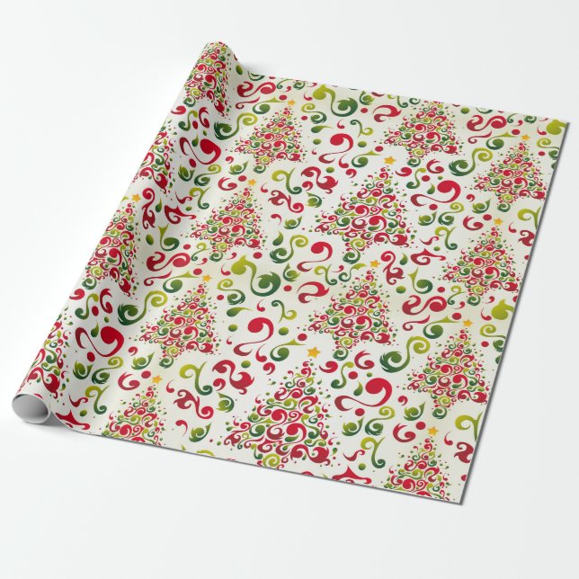 Papier Cadeau Spirales de sapin de Noël (Déroulé)