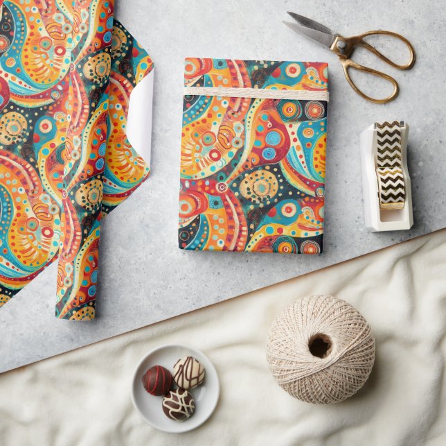 Papier Cadeau Spirales vibrantes et conception géométrique audac (Artisanat)