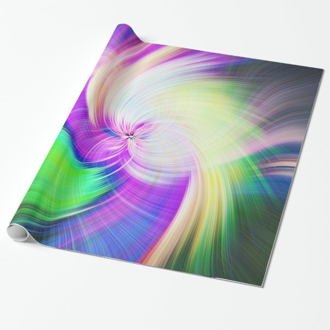 Papier Cadeau SPIRALFLUO - Psychédélique colorée moderne fractal (Déroulé)