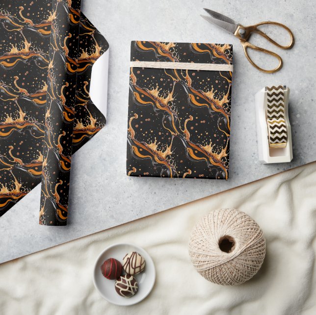 Papier Cadeau Splash café noir Motif sans couture (Artisanat)