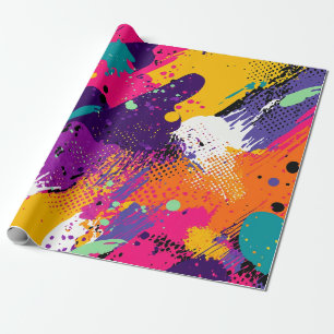Papier Cadeau Splash couleur Abstrait dans le style comique rétr