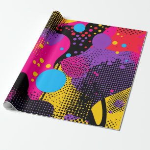 Papier Cadeau Splash couleur Abstrait dans le style comique rétr