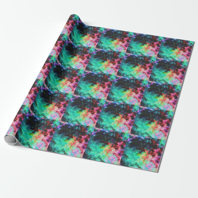 Papier Cadeau Splash couleur : Aquarelle Abstraite (Déroulé)