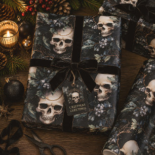 Papier Cadeau Spooky Gothic Skull Christmas Creepmas