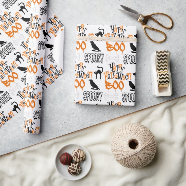 Papier Cadeau Spooky Happy Halloween Boo Gift  (Artisanat)