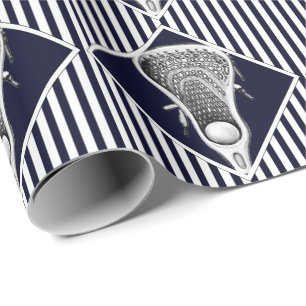Papier cadeau sport bleu marine Lacrosse