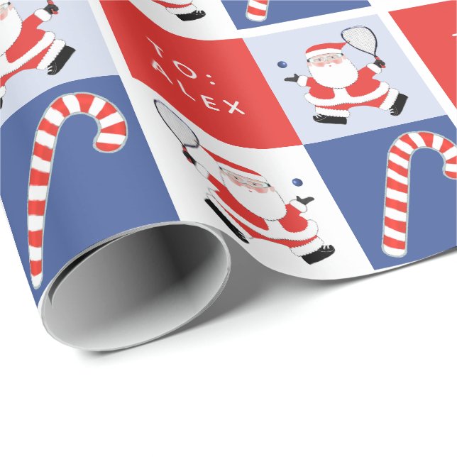 Papier Cadeau Sports de raquette à Noël (Coin rond)