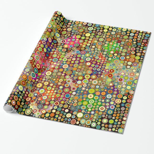 Papier Cadeau Spots rétro colorés + votre idée (Déroulé)