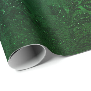 Papier Cadeau Sprark fascinant métallique floral noir vert