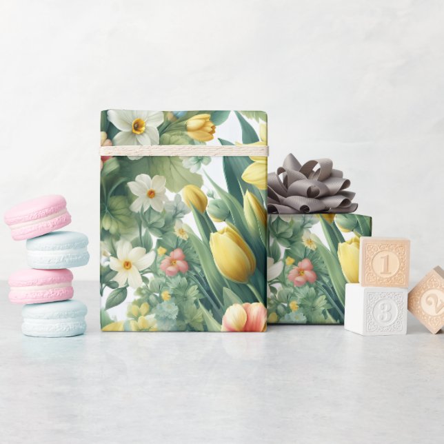 Papier Cadeau Spring Botanical Floral Wrapping Paper (Baby Shower)