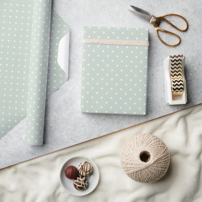 Papier Cadeau Spring Polka Dots Classic | Sage Muted (Artisanat)