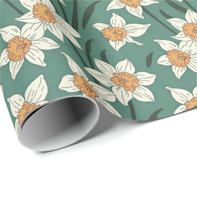 Papier Cadeau Spring Summer Daisies Floral (Coin rond)