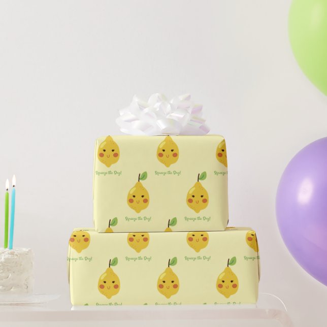 Papier Cadeau Squeeze the Day Punny Lemon Motif (Cadeaux de fête)