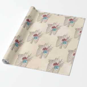 Papier Cadeau Squelette avec Rose