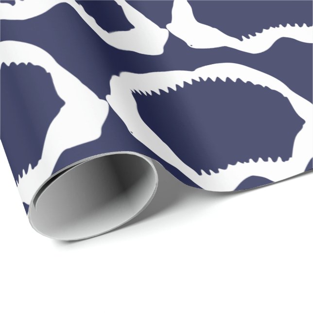 Papier Cadeau Squelette de la Bouche de requin bleu et blanc de  (Coin rond)