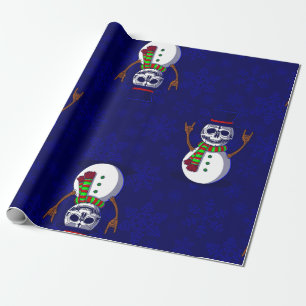 Papier Cadeau squelette gothique de noël bonhomme de neige gothm