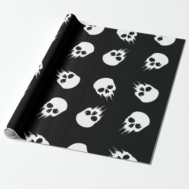 Papier Cadeau squelette noir blanc halloween (Déroulé)
