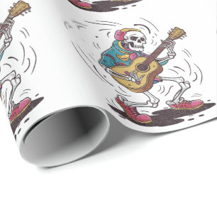 Papier Cadeau Squelette Vintage moderne et tendance Jouer de la