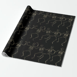 Papier Cadeau Squelettes dansants d'Halloween