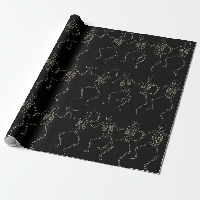 Papier Cadeau Squelettes dansants d'Halloween (Déroulé)