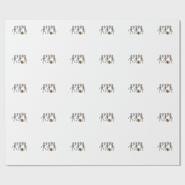 Papier Cadeau Squelettes de Pâques oeufs dansants os drôles homm (Plat)