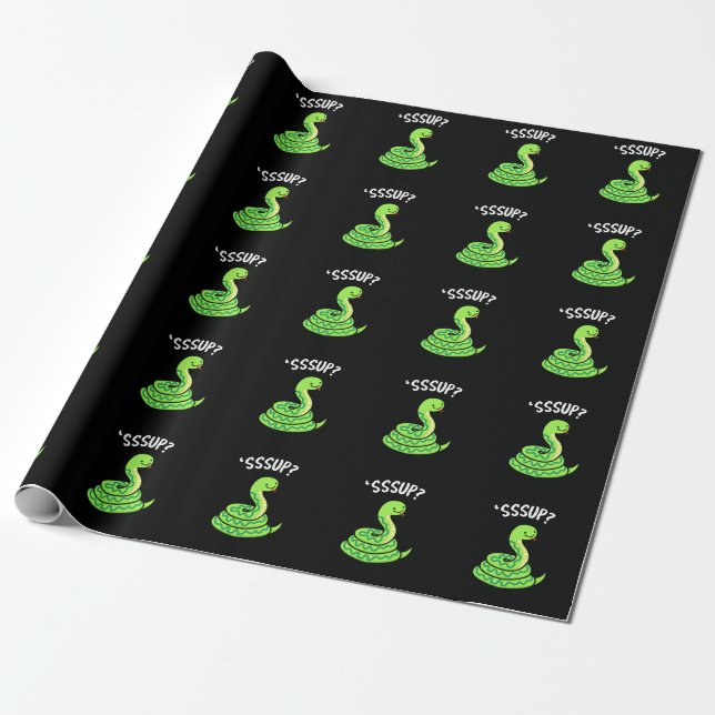 Papier Cadeau Sssup Funny Hisser Snake Pun Dark BG (Déroulé)