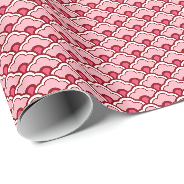 Papier Cadeau St Jacques chinoises, Fuchsia et rose pâle (Coin rond)