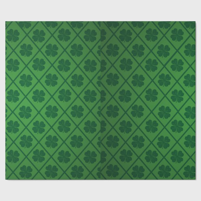 Papier Cadeau St patrick Lucky Four Leaf Motif de trèfle vert (Couture)