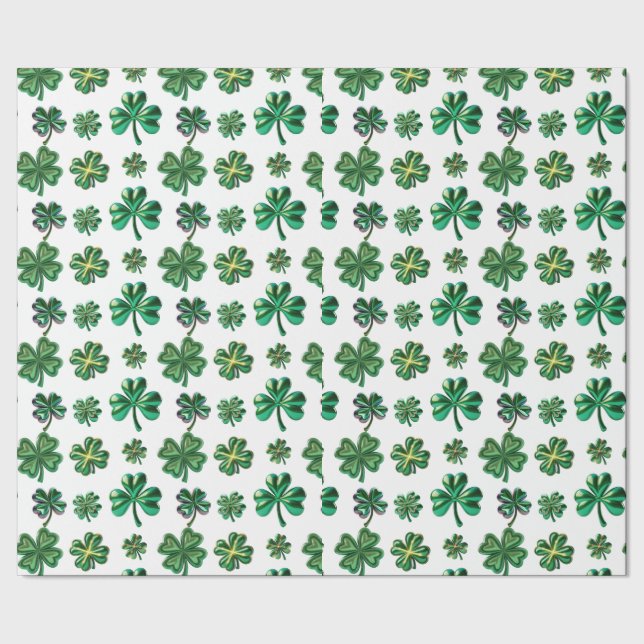 Papier Cadeau St. Patrick's Day 3D Irlandais Clover (Couture)