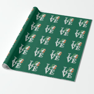 Papier Cadeau St Patricks Day Amour Chanceux Trèfle Irlandais Ve
