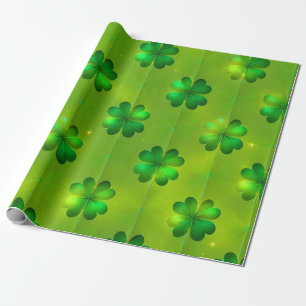 Papier Cadeau St Patrick's Day Clover 4 listes Collection popula