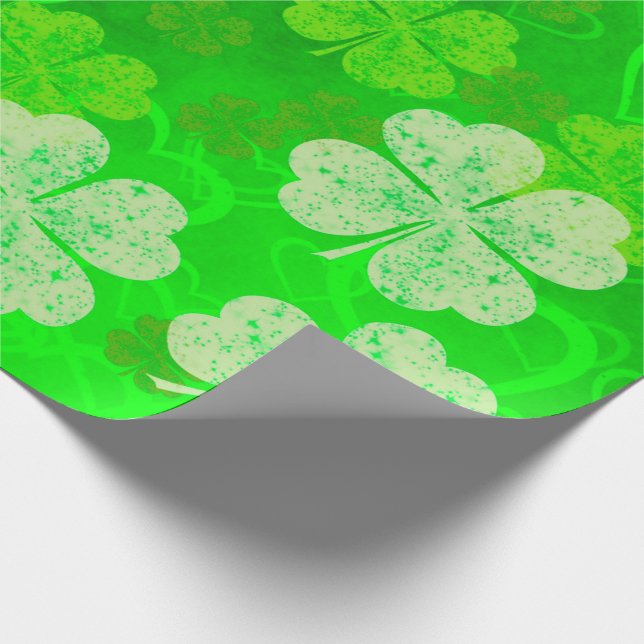 Papier Cadeau St Patrick's Day Clovers and Hearts (Coin)
