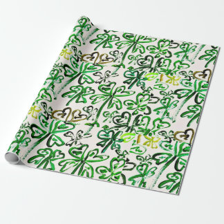 Papier Cadeau St Patrick's Day Green Clover Field Wrapping Paper