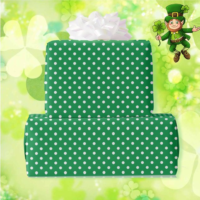 Papier Cadeau St. Patrick's Day Pois verts du printemps (Créateur téléchargé)