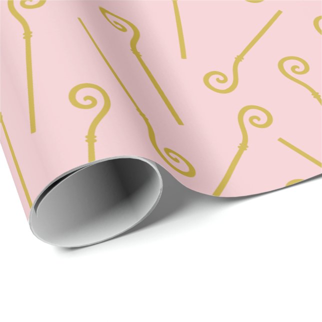 Papier Cadeau Stade Cute Sinterklaas de rose clair (Coin rond)