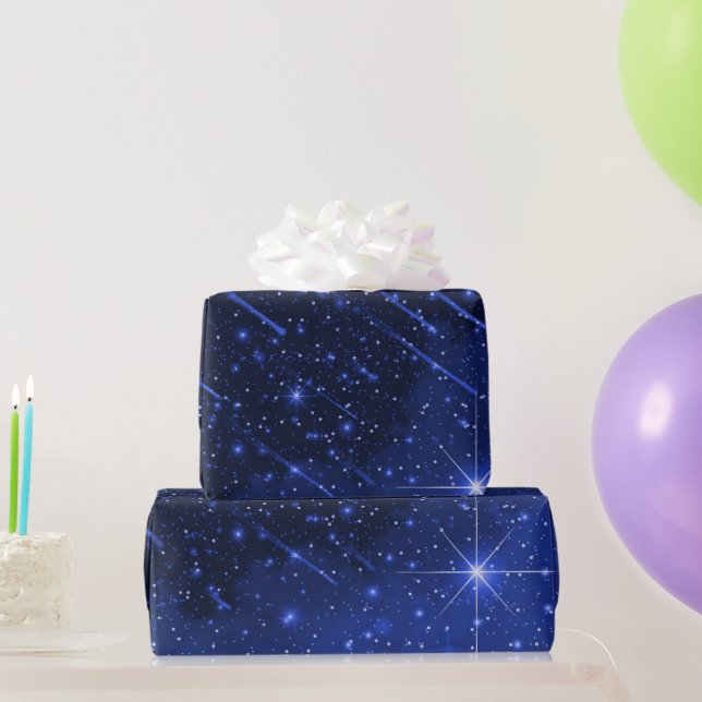 Papier Cadeau Star Galaxy On Blue (Cadeaux de fête)