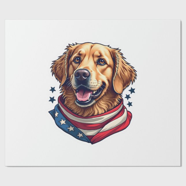 Papier Cadeau Star Spangled Golden Retriever Vintage Tee (Plat)