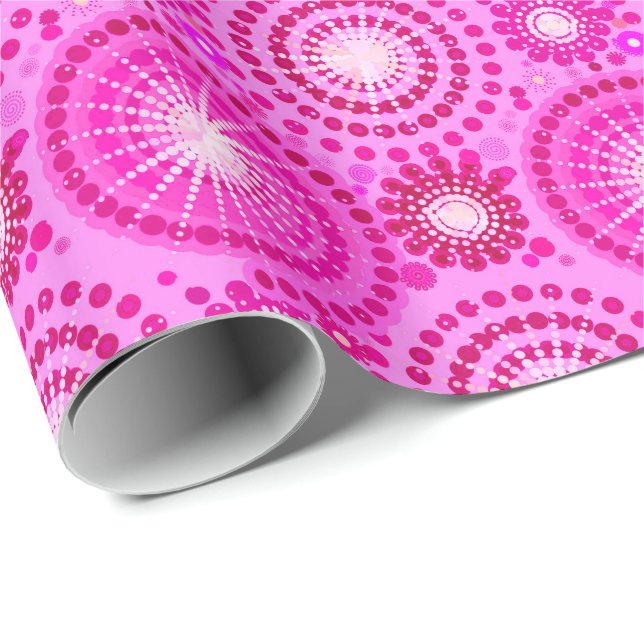 Papier Cadeau Starburbs et pingwheel, orchidée et magenta (Coin rond)