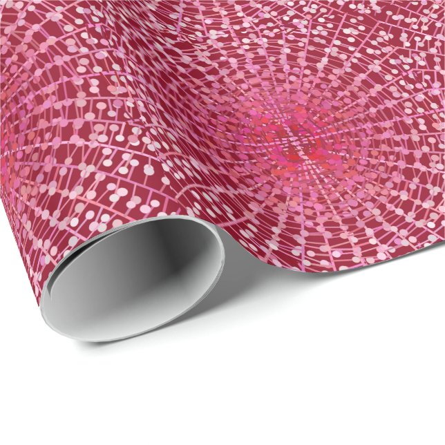 Papier Cadeau Starburst Abstrait moderne, Bourgogne et rose (Coin rond)