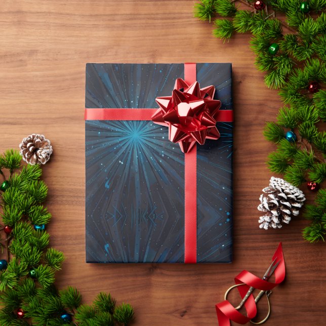 Papier Cadeau Starburst bleu (Cadeau de vacances)