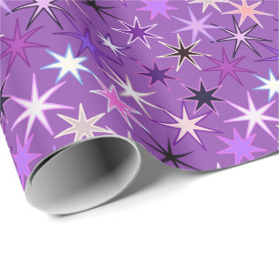 Papier Cadeau Starburst moderne imprimer, violet violet et orchi