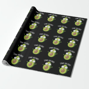 Papier Cadeau Stare-vocado Drôle Avocado Pun Dark BG