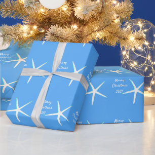 Papier Cadeau Starfish Motifs Joyeux Noël 2021 Nautique