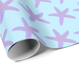 Papier Cadeau Starfish Sea Stars Ocean Motif BLue Purple Cadeau