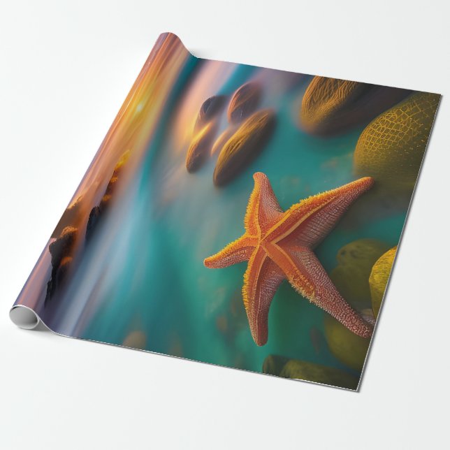 Papier Cadeau Starfish sur la plage à Dawn (Déroulé)