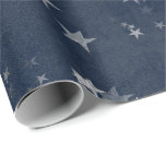 Papier Cadeau Starry Night Blue Navy Stars Grey Silver Confetti<br><div class="desc">florenceK design Délicat bois starry papier d'emballage de la forêt.</div>